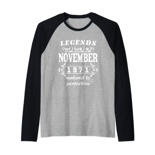 Leyenda de regalo de 50 cumpleaños de noviembre de 1971 Camiseta Manga Raglan