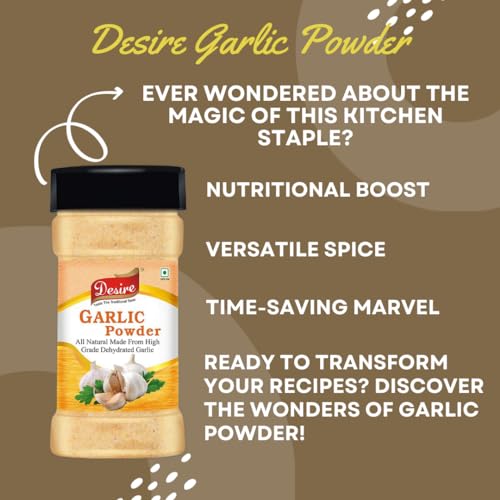 Image of Desire Dehydrated Garlic Powder 400 gram | Pure & Aromatic | Natural Flavor Enhancer | Versatile Spice for Cooking & Seasoning | Fresh, Fine, & Ready to Use
