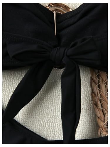 SHENHE Women's 2 Piece Strapless Swimsuits High Cut Metal Ring Tube Top Bandeau Bikini Set4