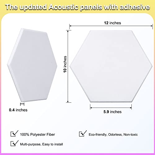 Image of 18 Pack Hexagon Acoustic Panels,12 inch X 10 inch X 0.4 inch High Density Sound Absorbing Panels Soundproof Wall Panels for Home Sound Proof Insulation Beveled Edge Studio Treatment Tiles (White) | High Density Soundproof Wall Panels For Home Sound proof Insulation Beveled Edge Studio Treatment Tiles (White)