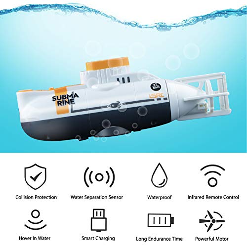 RC Submarine Remote Control Submarine Boat Rechargeable RC Boat Electronic Waterproof Diving Toy for Child Gift Swimming Pool Fish Tank