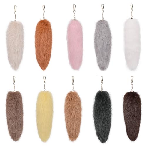 Porte-clés queue de renard en peluche robuste pour grand sac