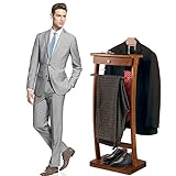 Yirunfa Herrendiener Valet Stand Hölzern, Stummer Diener mit Aufbewahrungsfach Stummer, Dunkelbraun Herrendiener Walnuss Optik, Kleiderbutler, Für Flur-Ankleidezimmer 44.4 * 30 * 112cm