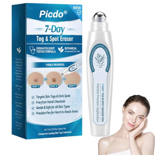 Picdo 7 Day Spot and Tag Remover 2026 New Professional Skin Treatment Serum Picdo Tag and Spot Remover Rollerball for Men and Women Natural Skin Tag Remover Suitable for All Skin Types (1 Pack)