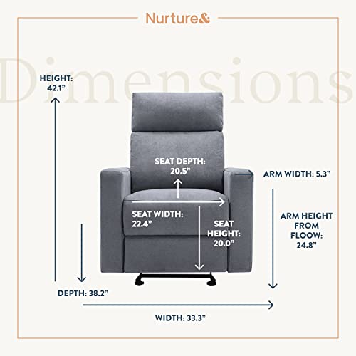 Nurture-The-Manual-Glider-Premium-Modern-Recliner-Nursery-Glider-Chair-with-Spill-Stain-Proof-Fabric-Designed-with-a-Thoughtful-Combination-of-Function-and-Comfort-Water-Repellant-Gray Nurture The Manual Glider Premium Modern Recliner Nursery Glider Chair with Spill Stain Proof Fabric Designed with a Thoughtful Combination of Function and Comfort Water Repellant Gray