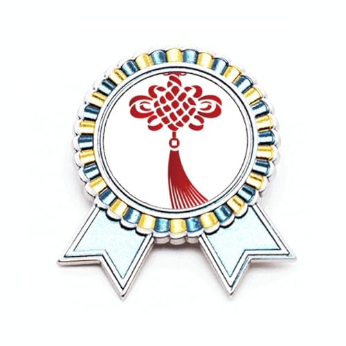 Broche nœud de Chine rouge motif sécurité métal taille M pour manteau