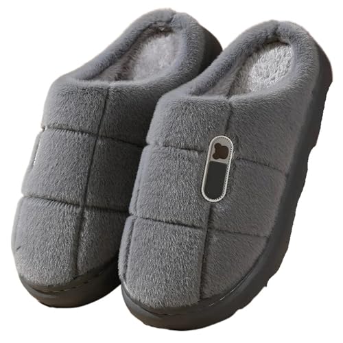 MDSIOKHJ Pantuflas Para Hombre Pantuflas De Algodón Talla Grande For Hombre, Invierno Cálidas Con Fondo Grueso Y Forro Polar, 45, 46, 47 48(Black,46-47)