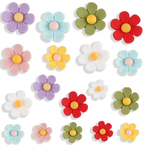 Image of Stylish Fridge Magnets, Set of 18 Mini Ceramic Vase Magnets for Refrigerator, Colorful Decorative Flower Magnets for Kitchen, Office, Photo Display and Note Organization