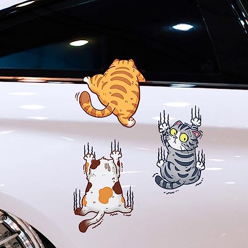 Image of (Large) 2 Set 8 Pcs Scratch Cat Decals for Cars，Cute Cat Car Stickers and Decals，Cat Bumper Stickers Funny，Window Decals for Vehicles，Auto Decals Stickers