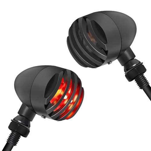 NTHREEAUTO Motorcycle LED Turn Signals Smoked Rear Blinkers Indicator Light