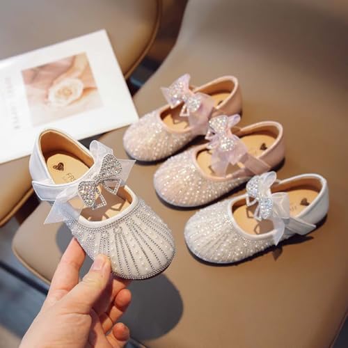 Sparkly Princess Ballet Flats with Pearls | Toddler Girl's Wedding & Party Shoes | Glitter Ankle Strap Slippers for Flower Girls4