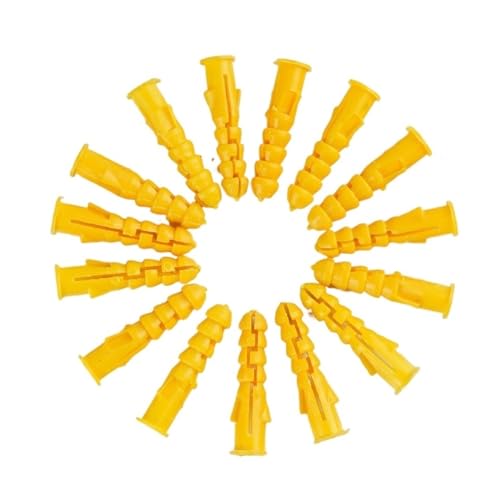 Tornillos y tacos para pared, Tacos de plástico M6 x (30-60) mm, 100 unidades, amarillos(M6X30mm)