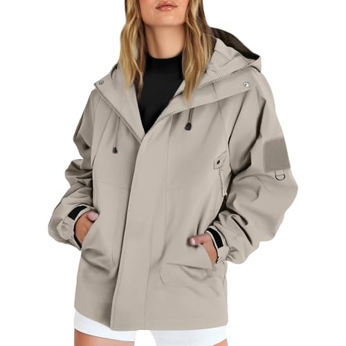 Women's Plus Size White Lightweight Rain Jacket with Hood - 3X-Large Waterproof Windbreaker