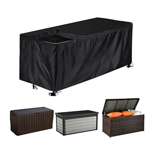 YXINAER Funda para Baules de Almacenaje Funda Impermeable For Caja De Terraza O Patio, For Almacenamiento Jardín, Rectangular, Color Negro(L 158x76x71cm)