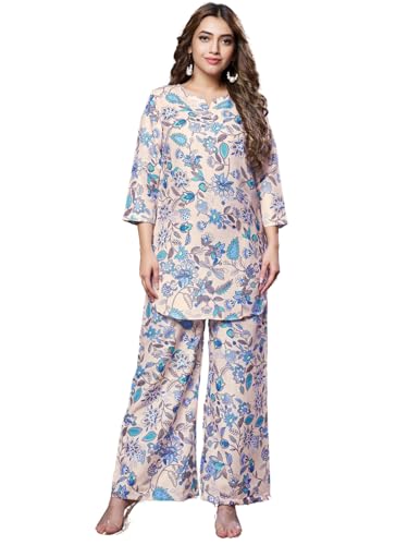 Image of Leriya Fashion Co-ord Set for Women Stylish Rayon | Kurta Sets for Woman | Kurtis | Short Kurti for Women | Dress For Woman | 3 /4 Sleeve Printed Ethnic Co Ord Set