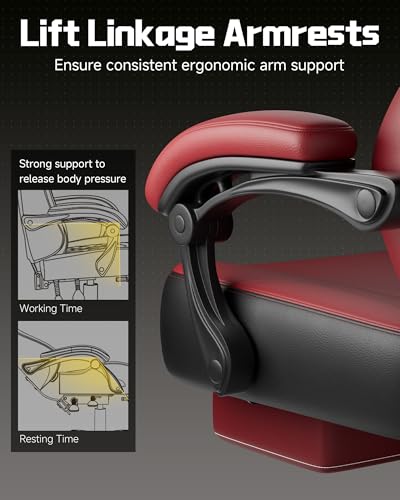 Image of GTPLAYER Big & Tall Gaming Chair, 90-155 Adjustable Reclining Office Seat with Footrest, Ergonomic Comfy Computer Desk Chair for Adults, Home Office Gaming Study Use, Wine Red (Leather)