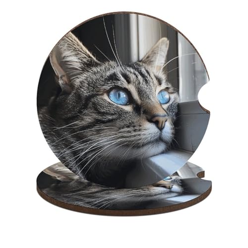 2PCS Wooden Car Coasters for Cup Holders - 2.6 Inch