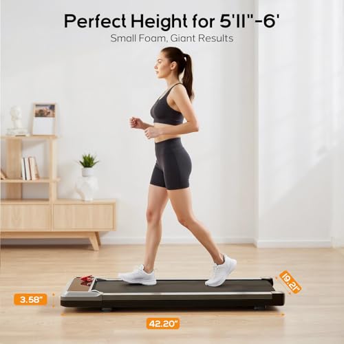 Image of Walking Pad Under Desk Treadmill, Portable Compact Electric Walking Treadmill, Quiet Fitness Machine with Remote Control & LED Display for Home Office