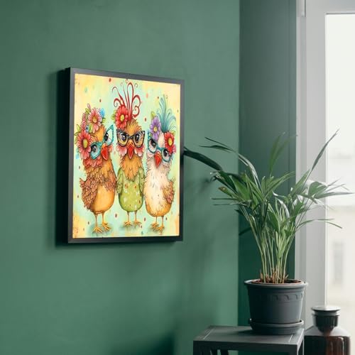 Image of MBNTJHT Hen Chicken Stamped Cross Stitch Kits for Begainner,Cross Stitch Patterns Needlepoint Kits for Adults, Cross Stitch Supplies for Adults 14x14inch