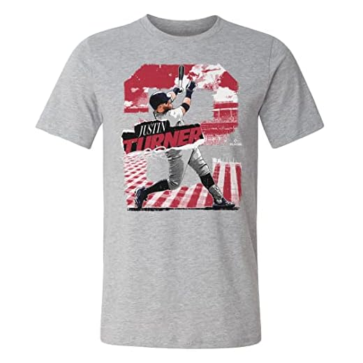 Justin Turner Shirt (Cotton, Medium, Heather Gray) - Justin Turner Boston Rough WHT