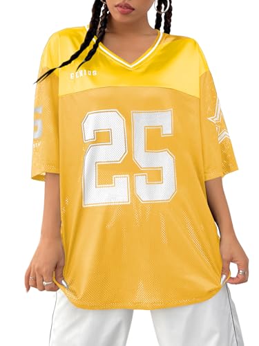 Verdusa Jersey Shirts for Women Y2K Graphic Tees Streetwear Oversized Tops