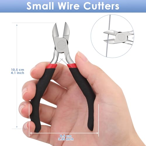 Image of Wire Cutters, Small Side Cutters for Crafts, Flush Cutting Pliers for Jewelry Making, Floral Wire Cutters for Artificial Flowers, Zip Tie Cutters for Cable Tie, Wire Cutting Tool for Guitar Strings