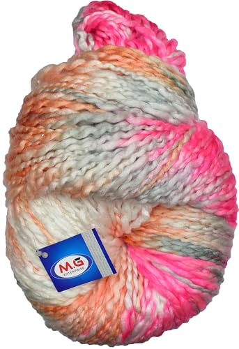 Image of M.G ENTERPRISE Knitting Yarn Thick Chunky Wool, Sumo Pink Grey 600 gm Best Used with Knitting Needles-GE Art-IFB