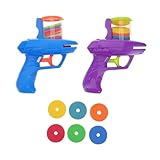 Toyvian Soft Foam Disc Shooter for Kids - 2pcs Shooters with 20pcs Launcher Discs Flying Saucer Toy for Boys Interactive Outdoor Toy for Backyard Park Family Gatherings
