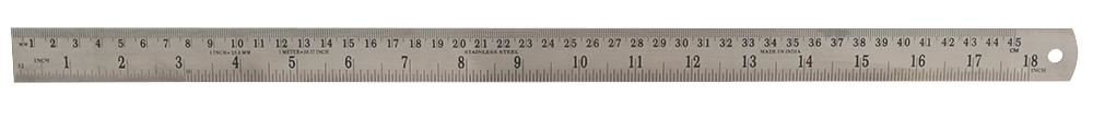 18"/450mm Stainless Steel Ruler with Metric and Imperial Markings