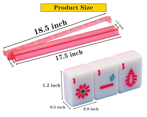 Pink Mahjong Tile Set con 4 soportes y empujadores miniatura 2
