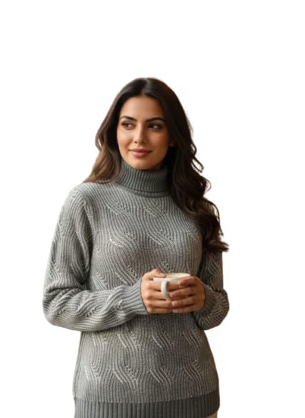falcon’s hunt Women's Turtle Neck Sweater Has A Full Sleeve & Straight Hem-picture-12