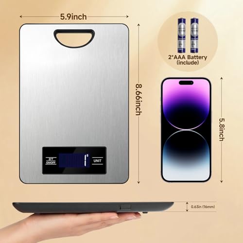 Digital Kitchen Scale & Food Weight Scale with Hang Loop, 11lb Baking Scale for Home and Kitchen, Precise Scales with Grams and Ounces, Stainless Steel (Silver) #3