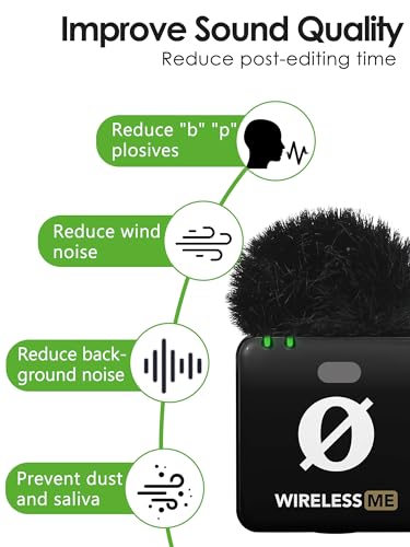 YOUSHARES Microphone Windscreen for Rode Wireless Me, Furry Pop Filter Wind Muff Compatible with Rode Wireless Me Wireless Microphone System, Reduce Background Noise Improve Sound Quality (2 Pcs)