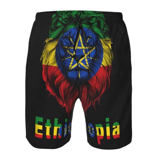 Lion Funny Ethiopian Ethiopia Flag Men's Beach Shorts Quick Dry Funny Stylish Swimwear Bathing Suits4