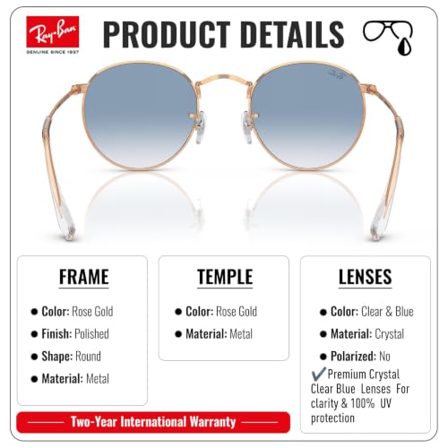 Image of Ray-Ban RB3447 ROUND METAL Round Shaped Sunglasses for Men with Official RAYBAN Eyewear Kit