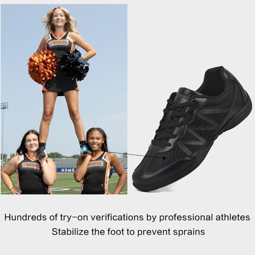 Image of Cheer Shoes for Youth Girls White Cheerleading Athletic Dance Shoes Tennis Sneakers for Competition Sport Training
