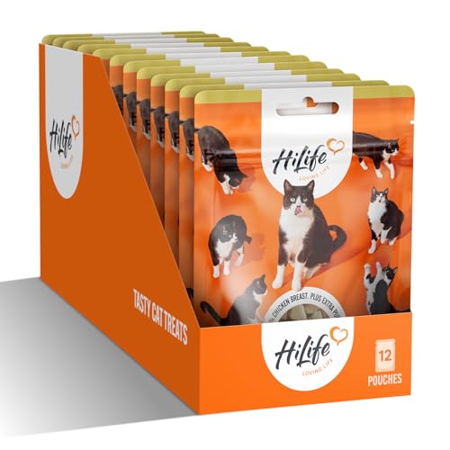 HiLife Chicken Breast Cat Treats, Freeze Dried & Grain Free Chicken Treats for Adult Cats, Made With 100% Natural Ingredients, Suitable for Indoor & Outdoor Cats (12 Bags x 10g) - Image 3