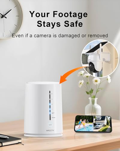 Image of ARCCTV Solar Security Cameras Wireless Outdoor, No Monthly Fee, 2-Camera 2K Home Security Camera System with Base Station, Local Storage, PIR Motion Alerts, Color Night Vision