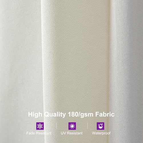 Image of PURPLE LEAF Patio Umbrella 14ft with Base and Solar Lights Outdoor, Cream