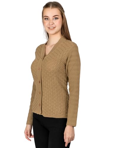 Image of Lady Willington Women Woolen V-Neck Self Design Cardigan Heavy Daffodil Fabric Cardigan Winter Wear Pure Wool Cardigans for Women Sweaters Long Cotty Fully Warm Cardigan Free Sizes