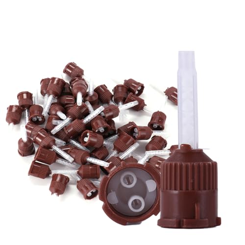 LA MIERE 50/pk 1:1 Brown Core Material Cartridges High Performance Mixing Tips for Temporary Cement Material Flat End