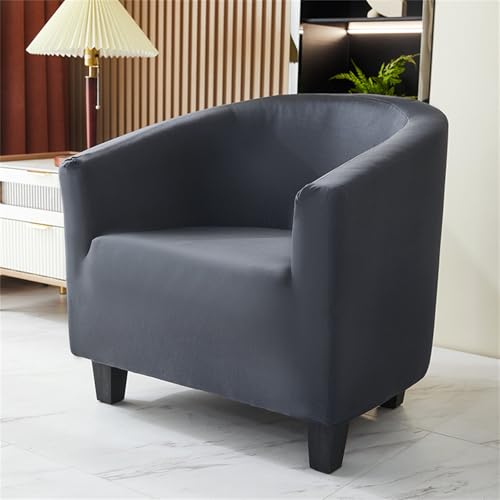 Hearda Housse Fauteuil 1 Place Couleur Unie, Extensible, Club, Cabriolet - Tendance Lavable Housse de Canapé, Protecteur de Tub Chair (Gris Foncé)