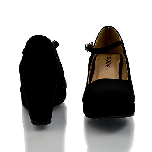 SODA Girl's Closed Toe Mary Jane Platform Wedge Sandal4