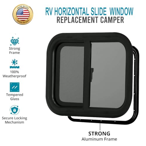 PROFLEX RV Window Horizontal Slide 24" W x 20" H – Ultra Thick 5 MM Tempered Glass, DOT Certified RV Replacement Windows with Trim Rings for 1-1/2’’ Wall – Camper Windows RV Replacement with Screen - Image 3