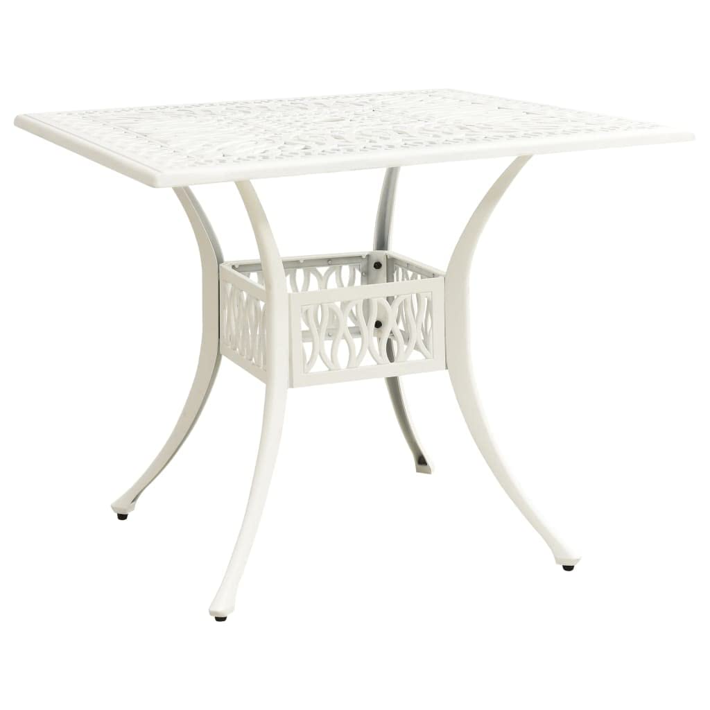 Garden Table White Cast Aluminum Standard Decorative Inlays,Contemporary White Cast Aluminum Garden Table Durable &amp; Stylish Outdoor Dining for Backyard Entertaining Patio Furniture