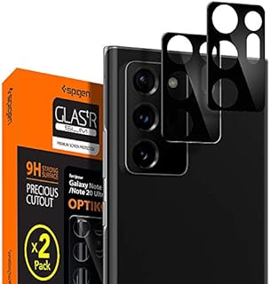 Spigen, 2 Pack, Camera Lens Protector for Samsung Galaxy Note 20 Ultra, Glas.tR Optik, 9H, Case Friendly, Crystal Clear, Anti-Scratch, Tempered Glass Camera Protector for Samsung Note 20 Ultra