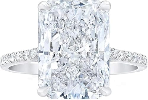 3-10 CT Radiant Cut Colorless VVS1 Moissanite Engagement Ring for Women | Hidden Halo Wedding Ring | Solitaire Promise Ring for Bridal Gifts | Anniversary Ring | VVS1 925 Silver 10K/14K/18K Solid Rose/Yellow/White Gold | Ring Size 3-12 US