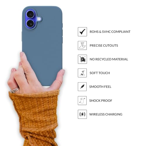 Image of SPRIG Compatible with iPhone 16 Premium SilkTone (Liquid Silicone) Back Cover Drop Tested Shock Proof Mobile Case for Men, Women, Boys and Girls with Camera Protection (Denim Blue)