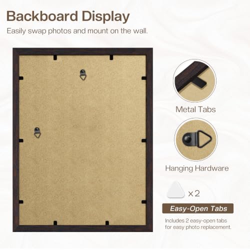 Image of Picrit 12x16 Picture Frame 3 Pack, Wall Mount Display, Walnut Wood Grain