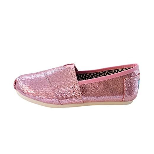 Dooxii Unisex Niños Chicos Chicas Ocasionales Antideslizante Loafer Zapatos Moda Lentejuelas Planos Alpargatas Pink 29(19.5cm)